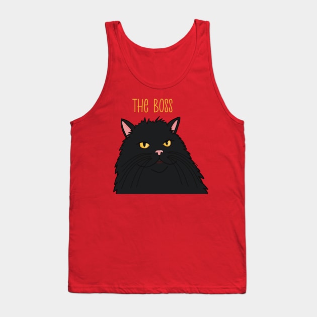 The black cat is the Boss . Dark longhaired cat queen with a serious look. Tank Top by marina63